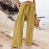 SHAOBGE Women's Lightweight Pants,Prime The Day 2024 Deals,Linen Pants Women Comfy Flowy Wide Leg Pants Trousers Summer High Waisted Beach Palazzo Pants with Pockets 2024YellowXX-Large view 2