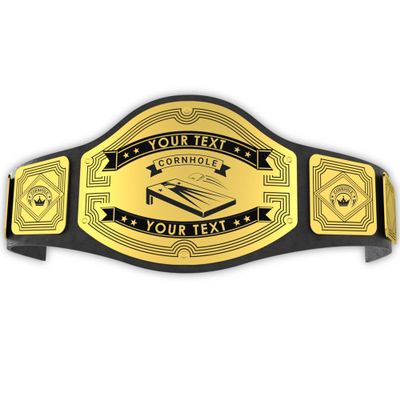 HANDSY Customized Cornhole Championship Belt - Ultimate Cornhole Trophies and Awards - Perfect for Cornhole Champions and Tournament Prizes (4mm Brass)