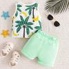AMIMOJY today's deals Boys 2024 New Set Hawaiian Summer Clothes Coconut Botanical Sleeveless Tank Toddler Tops Shorts Casual Outfit 2Pcs 18 months girl clothes fall, Green view 3