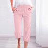 SHAOBGE Ladies Capri Pants,Deals of The Day Clearance,Capri Pants for Women Casual 2024 Summer Drawstring Elastic High Waist Linen Pants Straight Wide Leg Lounge Capris5-PinkSmall view 2