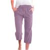 Women's Capri Pants, of Today Prime,Capri Pants for Women Casual 2024 Summer Drawstring Elastic High Waist Linen Pants Straight Wide Leg Lounge Capris5-Watermelon RedXX-Large view 1