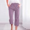 Women's Capri Pants, of Today Prime,Capri Pants for Women Casual 2024 Summer Drawstring Elastic High Waist Linen Pants Straight Wide Leg Lounge Capris5-Watermelon RedXX-Large view 2