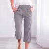 Cotton Linen Pants Women,Todays Daily Deals Clearance,Capri Pants for Women Casual 2024 Summer Drawstring Elastic High Waist Linen Pants Straight Wide Leg Lounge Capris3-GreySmall view 2