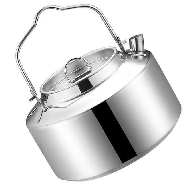 BAIZHONGJIE Lightweight Stainless Steel Camping Kettle,Qutdoor Camping Water Kettle,Portable Camp Tea Pot,Ideal for Hiking Picnic Travel