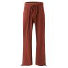 SHAOBGE Womens White Linen Pants,Wide Leg Dress Pants for Women Business Casual Elastic Waist Comfy Work Pants Baggy Lounge Pants Trousers with PocketCoffeeXX-Large view 3
