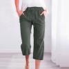 SHAOBGE Lightweight Summer Pants,Prime The Day 2024 Deals,Capri Pants for Women Casual 2024 Summer Drawstring Elastic High Waist Linen Pants Straight Wide Leg Lounge Capris4-AG3X-Large view 3