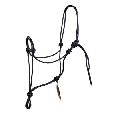 PARELLI Horseman's Strong Lightweight Simple Knots Everyday Use UV Resistant Thin Smooth Yachting Braid Polyester Horse Rope Halter with Leather Poppers, Mini/Foal, Black