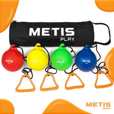METIS Play Junior Hammer Set [Pack of 4] PVC Throwing Hammers for Kids | Assorted Colors, 09lb-1.8lb Weights, Includes Carry Bag Ideal for Training & Competitions (1.1lb)