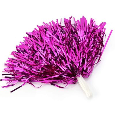 6PCS Cheerleading Pom Poms, Metallic Cheerleading Pom Poms Cheerleading Poms Toddler Pom Poms for Boy Girl School Sports Games Team Spirit Cheer (Rose Red)