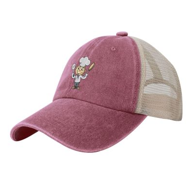 Chef with Spatula and Frying Pan Baseball Cap Women Men Mesh-Back Hat Retro Trucker Hats Sun Hat