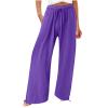 SHAOBGE Long Pants for Women,Deals of The Day,Linen Pants Women Comfy Flowy Wide Leg Pants Trousers Summer High Waisted Beach Palazzo Pants with Pockets 2024PurpleX-Large view 1