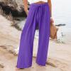 SHAOBGE Long Pants for Women,Deals of The Day,Linen Pants Women Comfy Flowy Wide Leg Pants Trousers Summer High Waisted Beach Palazzo Pants with Pockets 2024PurpleX-Large view 2