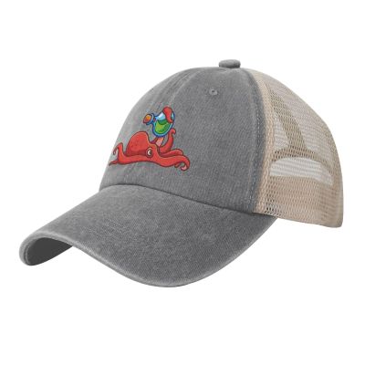 Cute Octopus with Potion Baseball Cap Women Men Mesh-Back Hat Retro Trucker Hats Sun Hat