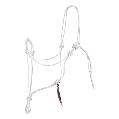 PARELLI Horseman's Strong Lightweight Simple Knots Everyday Use UV Resistant Thin Smooth Yachting Braid Polyester Horse Rope Halter with Leather Poppers, Mini/Foal, White