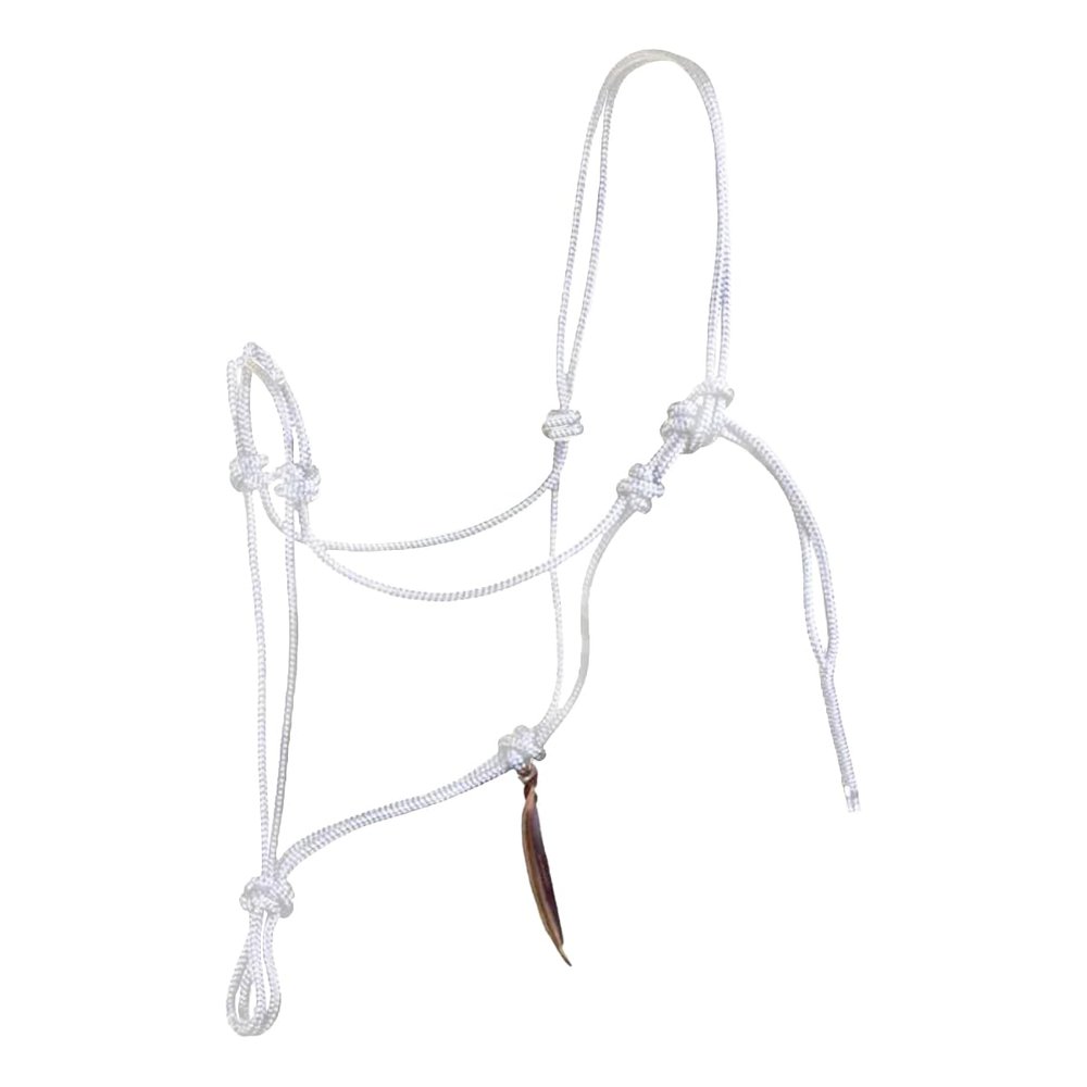 PARELLI Horseman's Strong Lightweight Simple Knots Everyday Use UV Resistant Thin Smooth Yachting Braid Polyester Horse Rope Halter with Leather Poppers, Mini/Foal, White
