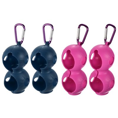 PATIKIL Golf Ball Holder, 4 Pack Silicone 2 Balls Carrier Protective Portable Sleeve with Buckle for Golf Bag Belt, Rose Red, Blue