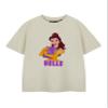 Disney Princess Belle Girls Short Sleeved Graphic Tee | Oatmeal Princess Belle T-Shirt for Kids | Beauty and The Beast Cartoon Apparel Movie Merchandise Gift for Children & Fans view 1