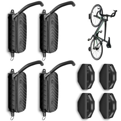 MILADO Wall Bike Rack, Swivel Bike Wall Mount for Garage, 150 Space Saving Vertical Bike Hangers for Storage, Hanging Bike Rack Holds Up to 66lbs, Easy to Install, 4 Pack, Black