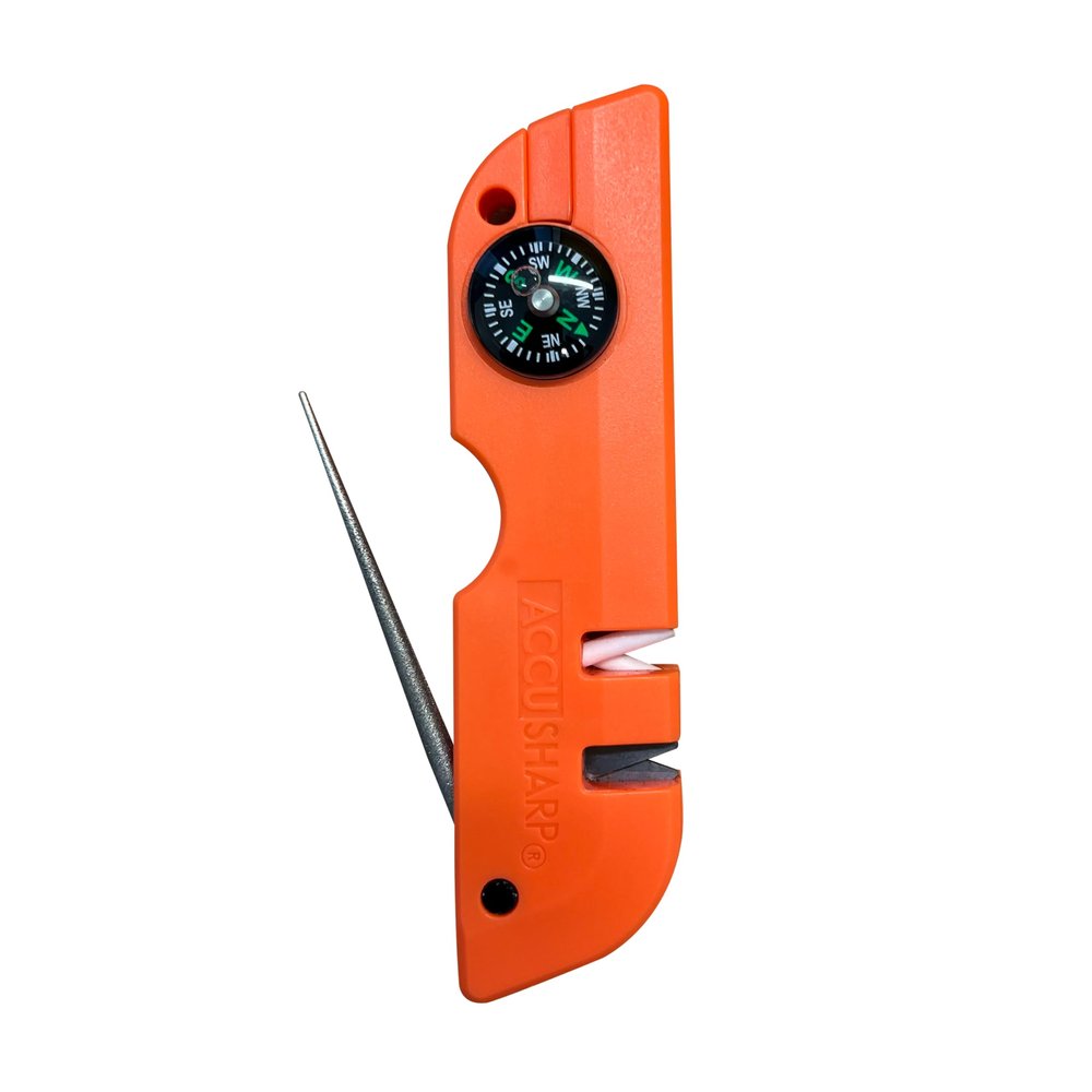 AccuSharp Explorer Outdoor Survival Tool with Built-in Knife & Sharpener, Diamond-Honed Tungsten Carbide Reversible Blades, Fine Ceramic Rods, Compact & Multifunctional