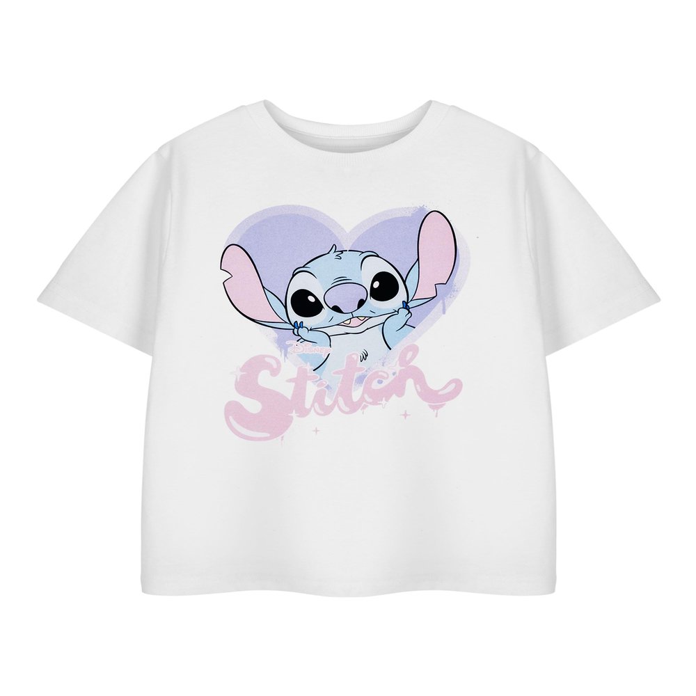 Disney Lilo & Stitch Heart Bubble White Short-Sleeved T-Shirt for Kids | Heart Bubble Graphic Tee | Stitch Character Shirt | Cute Children's Apparel Movie Merchandise Gift
