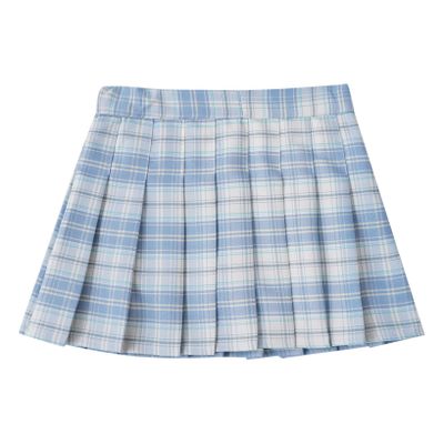 Oyolan Kids Girls Pleated Skirt School Uniform Elastic Stretch Waist Plaid A-line Skirts Tennis Athletic Sportwear Sky Blue 5-6 Years