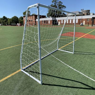 Vallerta Match 12 X 6 Ft. Youth Size Steel Soccer Goal. 2" Diameter Steel Frame +Durable 4mm Net, Ground Stakes, Elastic Clasp & Re-Usable Ties. 12x6 Ft. Practice Aid ((1 NET) 12' X 6' Match Goal)