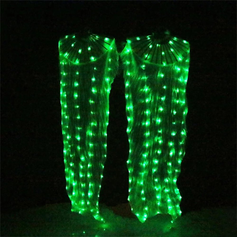 Wjnvfioo Belly Dance LED Fan Accessories Light LED Silk Fans Women LED Light 1 Pair Belly Dance Veil Performance Props