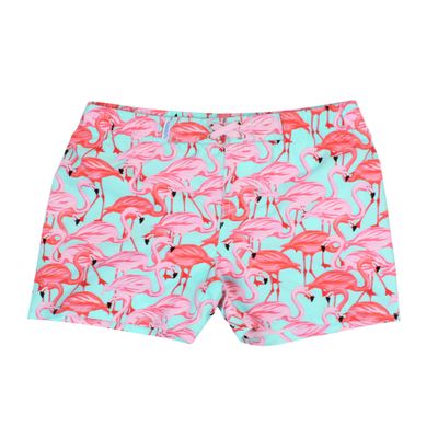 RUGGEDBUTTS Boys UPF50+ Sun Protection Animal Swim Trunks - Fab Flamingo, 6