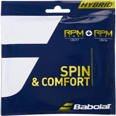 Babolat Hybrid RPM Blast 17g + RPM Soft 16g Black/Grey Tennis String (4 Sets)