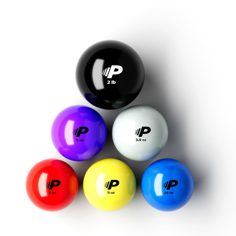 Premier Pitching Plyometric Weighted Balls | Sequencing and Strengthening Exercise Balls Set of 2lb, 16oz, 9oz, 7oz, 5oz & 3.5oz for Baseball & Softball Players | Improved Power & Pitching Mechanics