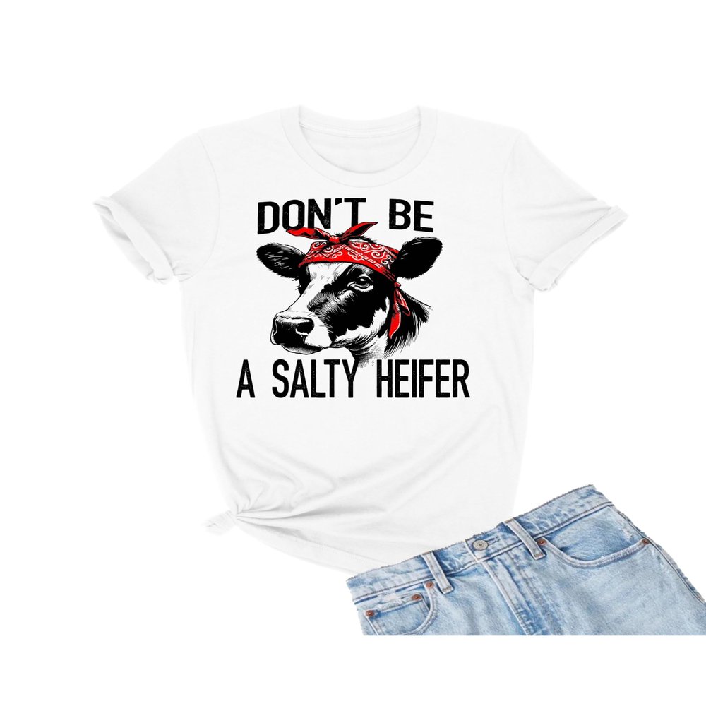 3X-Large White Mens Don't Be A Salty Heifer Funny Cow T-Shirt