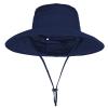 2Pack Sun Hats for Men Women Fishing Hat UPF 50+ Breathable Wide Brim Bucket Hats Summer UV Protection Safari Hat with Neck Flap Black/Navy Blue view 3