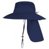 2Pack Sun Hats for Men Women Fishing Hat UPF 50+ Breathable Wide Brim Bucket Hats Summer UV Protection Safari Hat with Neck Flap Black/Navy Blue view 4