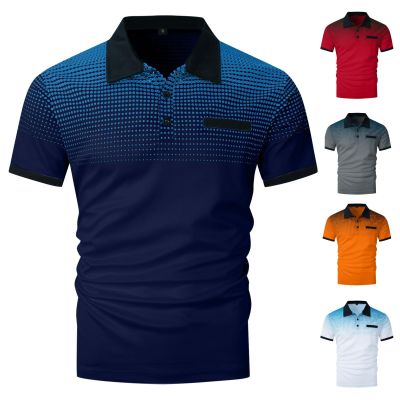 Ymosrh Man Polo Shirts for Men, Short Sleeve Print Golf Shirt Lightweight Summer Business Casual Polos Men Shirts Clothes (M, Blue)