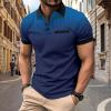 Ymosrh Man Polo Shirts for Men, Short Sleeve Print Golf Shirt Lightweight Summer Business Casual Polos Men Shirts Clothes (M, Blue) view 2