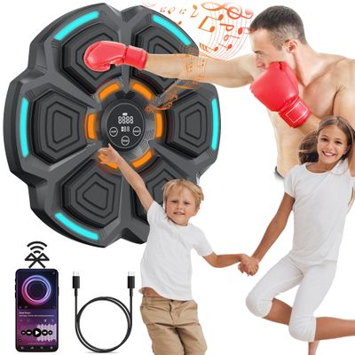 DIOSHIVA Smart Music Boxing Machine Wall-Mounted Punching Pad for Adults & Kids | Home Training Equipment with LED Lights, Bluetooth & Custom Modes for a Fun, Interactive, and Customizable Workout!