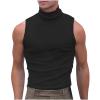 NineFit Basics Men's Tank Tops Mock Turtleneck Sweater Sleeveless Casual Basic Pullover Sweater Ribbed Knit Pullover Sport Solid Tee, Medium, A01_black view 1