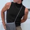 NineFit Basics Men's Tank Tops Mock Turtleneck Sweater Sleeveless Casual Basic Pullover Sweater Ribbed Knit Pullover Sport Solid Tee, Medium, A01_black view 2