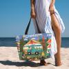 SDEGTHO MDATT Happy Camper Beach Bags for Women, Large Beach Tote Bags Beach Bag with Zipper Swim Pool Bag view 2