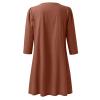 Akivide Womens Summer Flowy Linen V Neck Midi Dress Half Sleeve Pleated Loose Solid Plus Size Casual Beach Tunic Tshirt Dress view 4