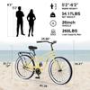 BALINGE 26 Inch Heavy Duty Beach Cruiser Bike for Women Up to 260 Lbs, City Hybrid Bike Single Speed Steel Frame Commuter Bike for Women Men Senior,Anti-Slip Pedal,Pedal BrakeYellow view 3