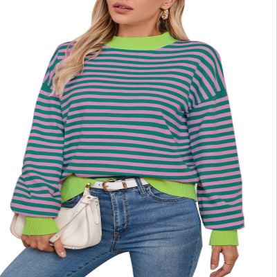 Alsol Lamesa Women's 2026 Fall Winter Mock Neck Long Sleeve Cute Heart Pattern Loose Knit Pullover Sweaters