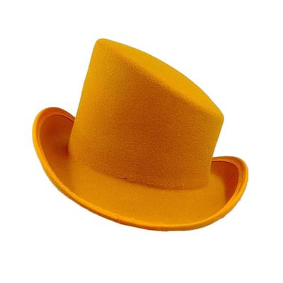 dPois Vintage Felt Top Hat Flanging Brim Top Hat Party Supplies Cocktails for Women Men Yellow One Size