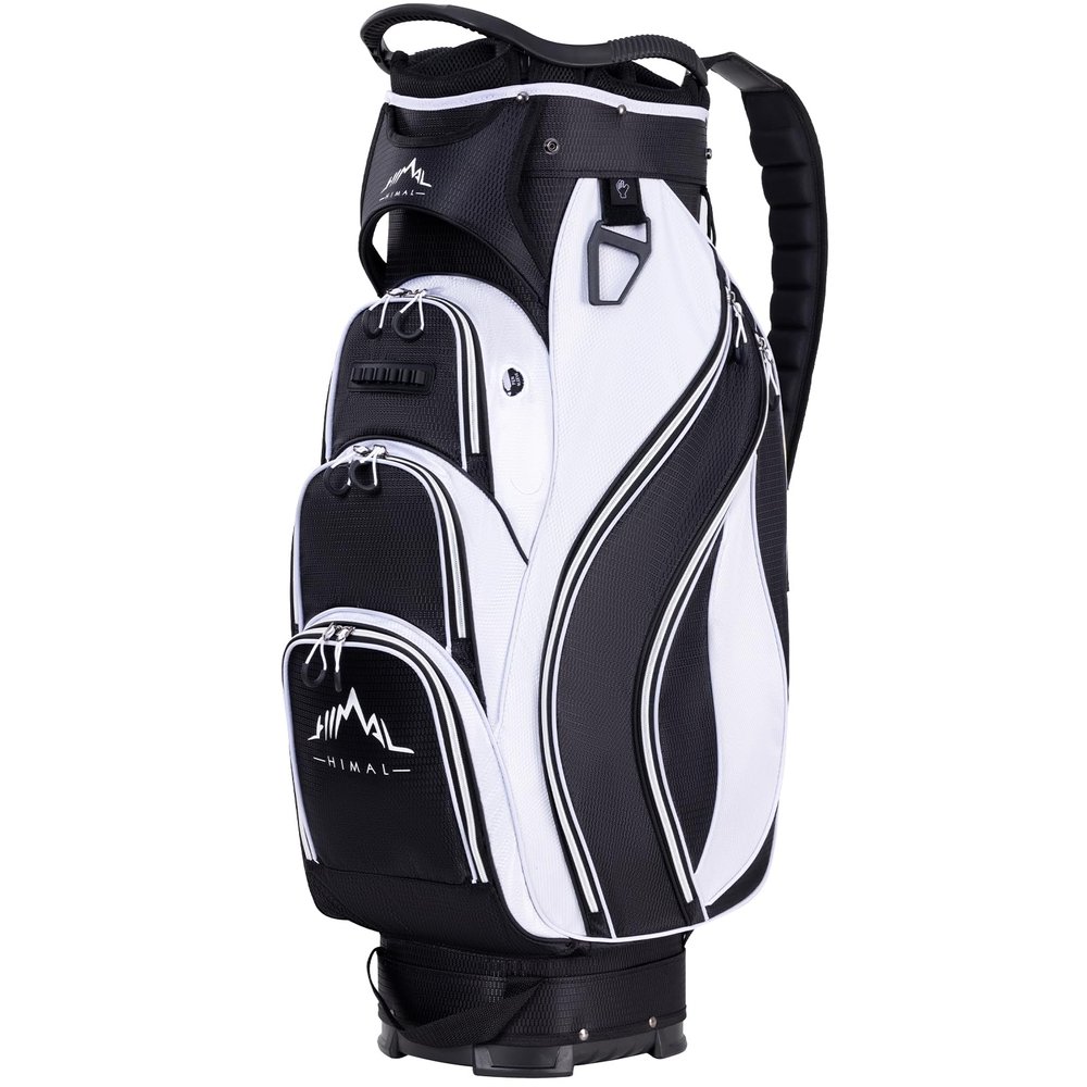 UNIHIMAL Golf Cart Bag with 14-Way Divider Top, Ample Storage Space, Men's Golf Bag with Handles and Umbrella Holder (Black-White)