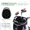 UNIHIMAL Golf Cart Bag with 14-Way Divider Top, Ample Storage Space, Men's Golf Bag with Handles and Umbrella Holder (Black-White) view 2