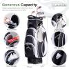 UNIHIMAL Golf Cart Bag with 14-Way Divider Top, Ample Storage Space, Men's Golf Bag with Handles and Umbrella Holder (Black-White) view 3