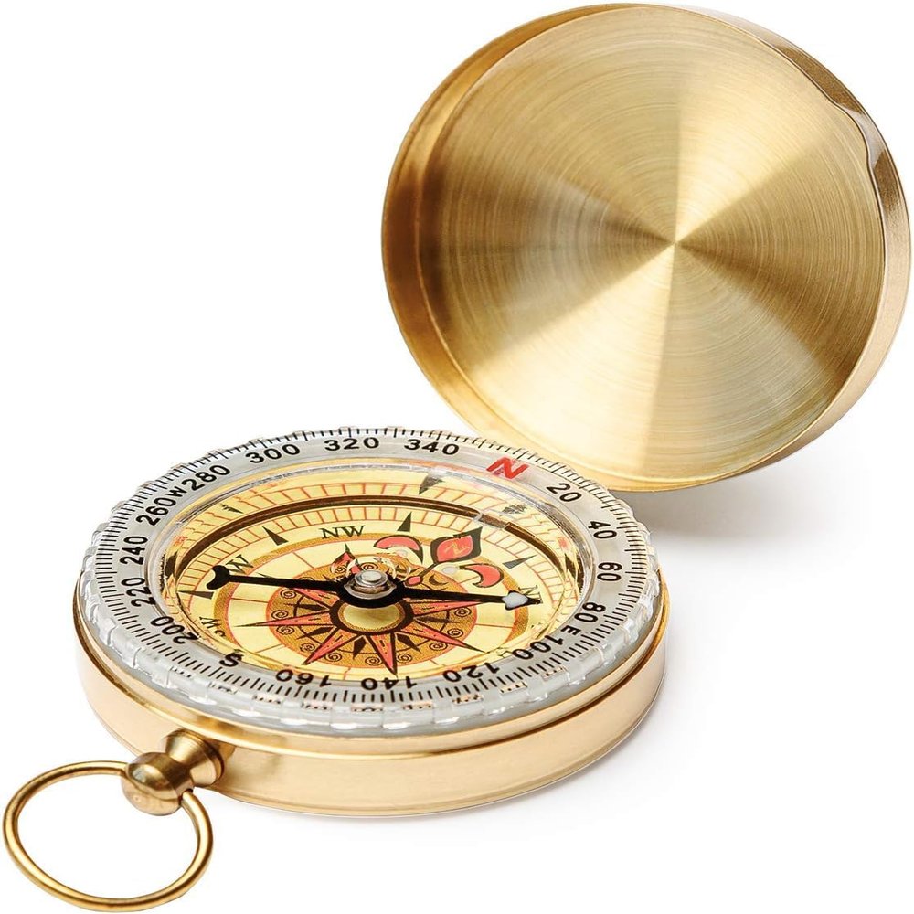 JSD Gold Metal Pocket Compass, Compact, Ideal for Hiking, Camping, Outdoor Activities