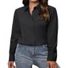 Gleeivy Womens Button Down Shirt Long Sleeve Black Button Up Shirt Women Classic Fit Solid Cotton Work Office Black 3XL view 1