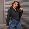 Gleeivy Womens Button Down Shirt Long Sleeve Black Button Up Shirt Women Classic Fit Solid Cotton Work Office Black 3XL view 2