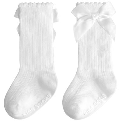 Boonbery Baby Knee High Socks Girl Non Slip Toddler Stockings Cotton Bow Ruffle Newborn Long Socks Infant Dress Sock 0-6M/6-12M/1-3Y